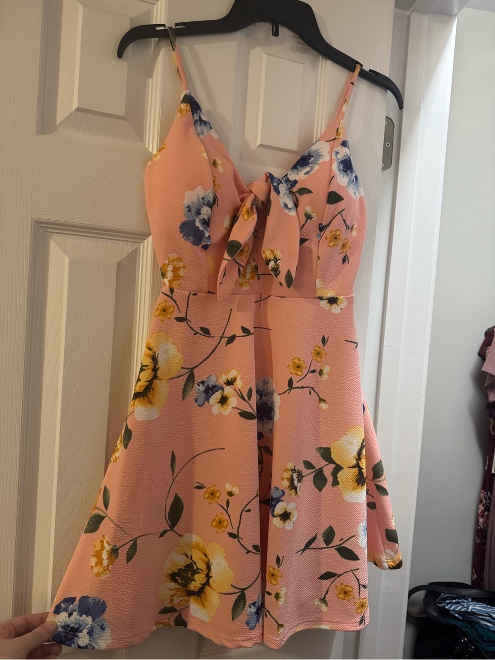 Blu Pepper Pink Floral Mini Dress with Yellow & Blue Flowers
